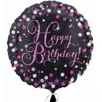 Birthday Pink & Black Sparkle 18in Balloon