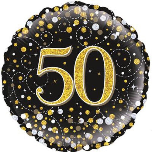 50th Birthday Balloon Black and Gold