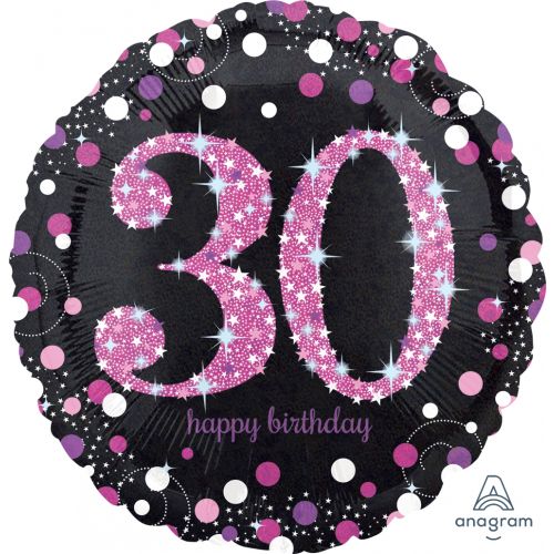 30th Pink Confetti Birthday Balloon