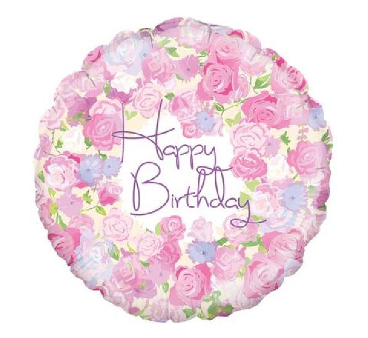 Birthday Vintage Floral 18in Foil Balloon
