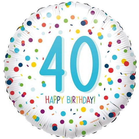 40th White & Confetti Birthday Balloon