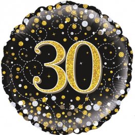 30th Birthday Balloon Black and Gold