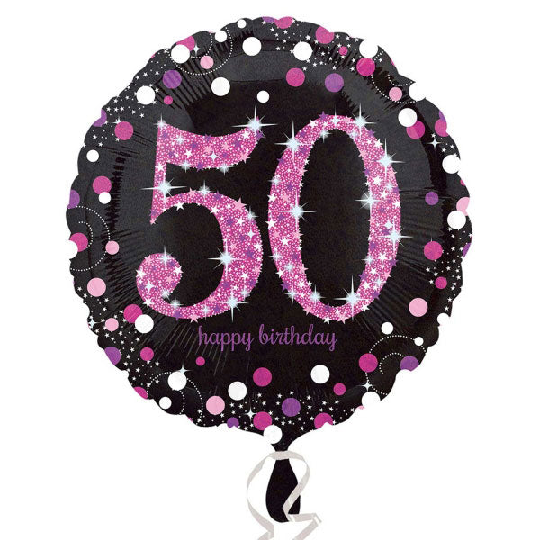 50th Black & Pink Birthday Balloon