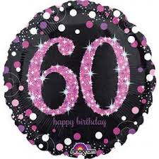 60th Black & Pink Birthday Balloon