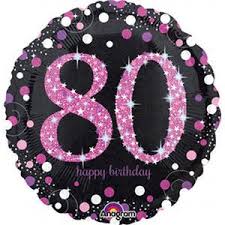 80th Black & Pink Birthday Balloon