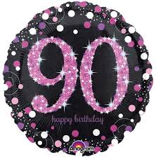 90th Black & Pink Birthday Balloon