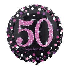 50th Black & Pink Birthday Balloon
