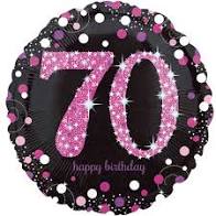 70th Black & Pink Birthday Balloon
