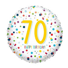 70th White & Confetti Birthday Balloon